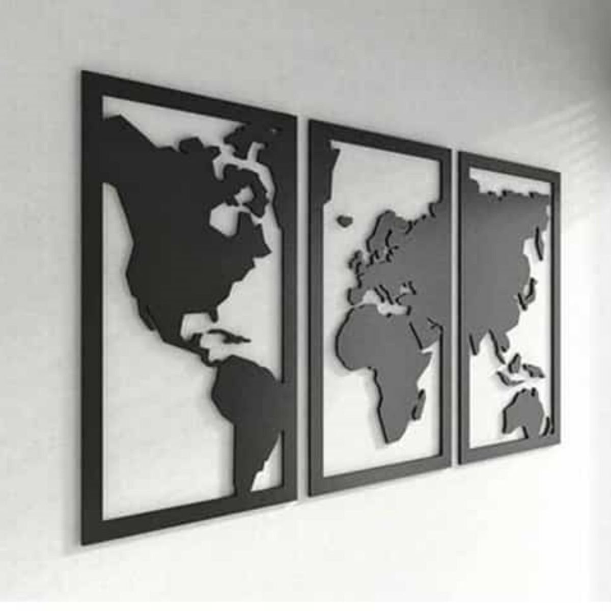 Quadro Decoração Vazado Mapa Mundi Mdf 6mm Branco 70x40 Cm - 4