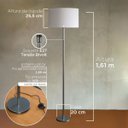 Ver imagem 3 de Luminária de Chão Piso Abajur Altura 1,6m Alumínio com Cúpula Redonda Ref 88 Chumbo Cup Branco