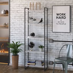 Estante Livreiro Dynamica Industrial 60cm 5 Prateleiras C08 Branco Chess - Mpozenato - 2