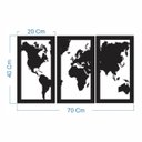Ver imagem 2 de Quadro Decoração Vazado Mapa Mundi Mdf 6mm Preto 70x40 Cm