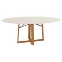 Ver imagem 1 de Mesa Multiuso Cozinha Elma Premium Madeira Maciça c/ Tampo Madeirado c/ Vidro 180x105cm Carvalho/