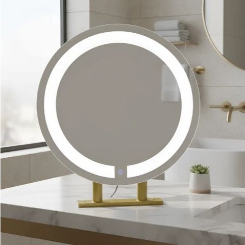Espelho Redondo Duplo Iluminação Led Bancada 50cm Premium