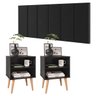 Conjunto Quarto Cabeceira Queen 1,60 Julia com 2 Mesas de Cabeceira RPM - Preto - 1