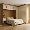 Ver imagem 1 de Guarda Roupa Casal Modulado 9 Portas 5 Gavetas com Cabeceira 100% MDF Imperial Yescasa Cinamomo/Off White