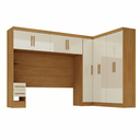 Ver imagem 2 de Guarda Roupa Casal Modulado 9 Portas 5 Gavetas com Cabeceira 100% MDF Imperial Yescasa Cinamomo/Off White