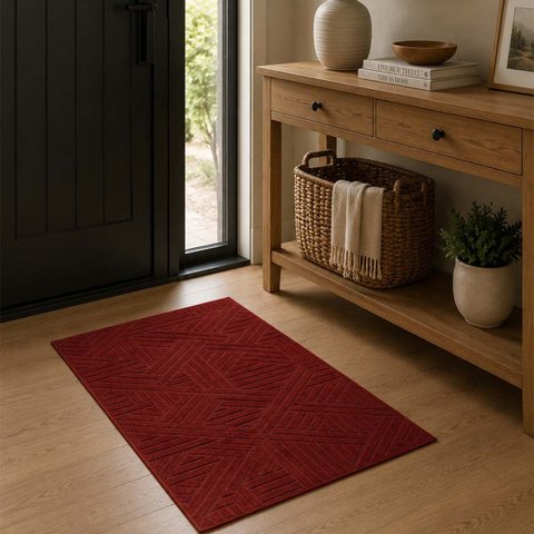 Tapete Sala Quarto 0,50x1,00m Baixo Alto Relevo Realce:trama Terracota/0,50x1,00m