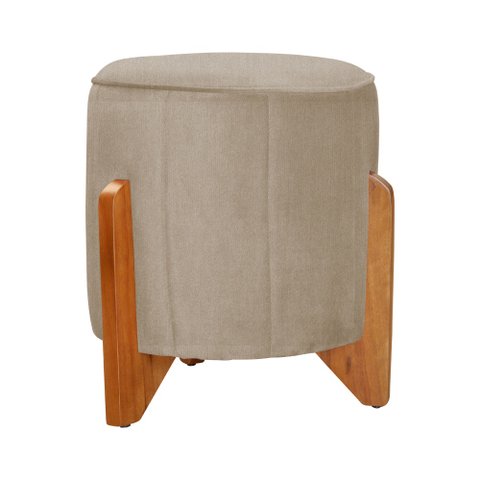 Puff Jade Pés de Madeira Suede: Capuccino