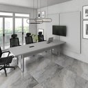 Ver imagem 1 de Mesa Escritório 2,70m 2 Cx de Tomada e Painel de Tv Duplo F5 Cor:cinza