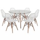 Ver imagem 2 de Kit Mesa Eames Vidro 110cm + 6 Cadeiras Kaila Dsw - Seat&Co