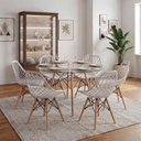 Ver imagem 1 de Kit Mesa Eames Vidro 110cm + 6 Cadeiras Kaila Dsw - Seat&Co