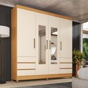 Ver imagem 1 de Guarda Roupa Casal Roma 4 Portas com Espelho Cinamon/Off White – Demóbile
