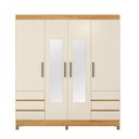 Ver imagem 3 de Guarda Roupa Casal Roma 4 Portas com Espelho Cinamon/Off White – Demóbile