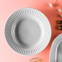 Ver imagem 3 de Kit 6 Pratos Fundos de Jantar 23cm Porcelana Branco Germer Diamante Mesa Posta