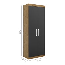 Guarda Roupa 2 Portas Ipê Nobre Grafite Gênova Batrol - 3