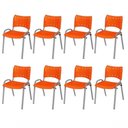 Ver imagem 1 de Cadeira Iso Base Cinza Escola, Escritório Laranja Kit 8 Un