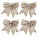 Ver imagem 1 de Jogo Laço Natal Glitter Champagne Grande 22cm 4 Unidades - Magizi