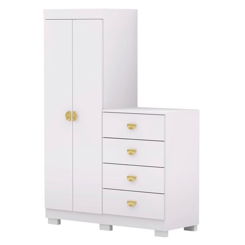 Guarda Roupa Cômoda 4 Gavetas 120cm Rita Flex Branco V02 - Mpozenato