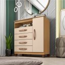 Ver imagem 2 de Cômoda Sapateira 1 Porta 4 Gavetas Dijon - Carvalho Americano - Off White - ÉdeCasaMóveis                                                      