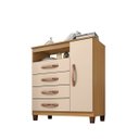 Ver imagem 1 de Cômoda Sapateira 1 Porta 4 Gavetas Dijon - Carvalho Americano - Off White - ÉdeCasaMóveis                                                      