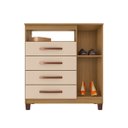 Ver imagem 5 de Cômoda Sapateira 1 Porta 4 Gavetas Dijon - Carvalho Americano - Off White - ÉdeCasaMóveis                                                      