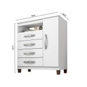 Ver imagem 6 de Cômoda Sapateira 1 Porta 4 Gavetas Dijon - Carvalho Americano - Off White - ÉdeCasaMóveis                                                      