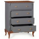 Ver imagem 2 de Cômoda Hanover 4 Gavetas Pés Luis Xv 116 X 90 X 50 Cm (a X L X P) - Cor Cinza Escuro/imbuia Glazer