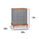 Ver imagem 3 de Cômoda Hanover 4 Gavetas Pés Luis Xv 116 X 90 X 50 Cm (a X L X P) - Cor Cinza Escuro/imbuia Glazer