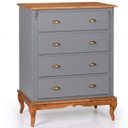 Ver imagem 1 de Cômoda Hanover 4 Gavetas Pés Luis Xv 116 X 90 X 50 Cm (a X L X P) - Cor Cinza Escuro/imbuia Glazer