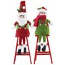 Dupla Boneco de Neve Papai Noel Decoração Natal Escada - 6