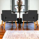 Ver imagem 7 de Kit 10 Poltronas Decorativa para Sala Nina Suede Cores Pé Palito 30cm Castanho - Preto, Suede
