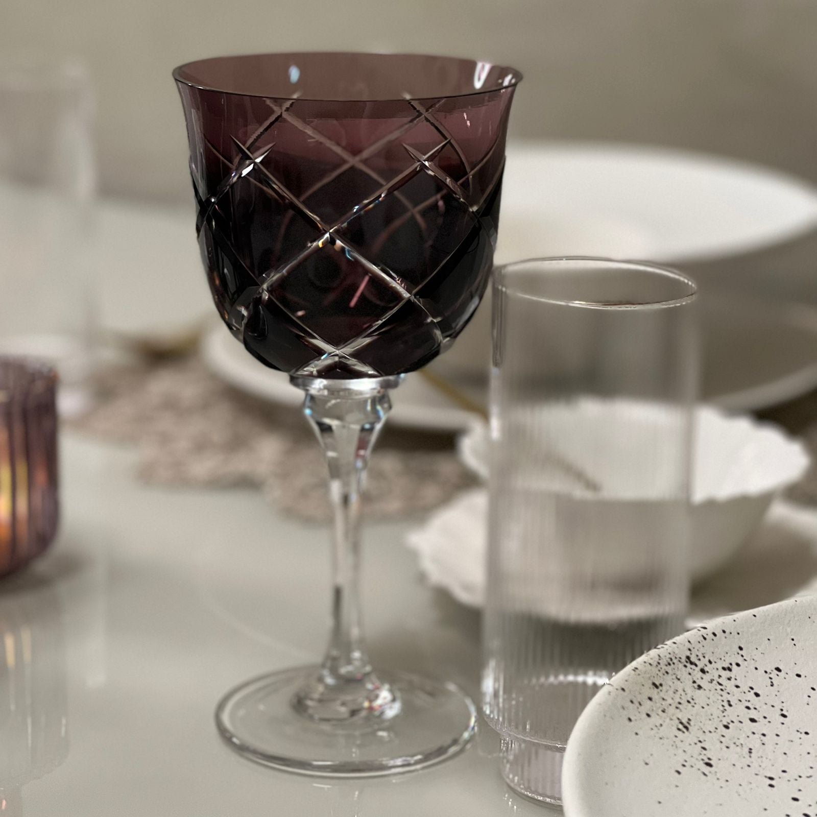 Taça Em Cristal 25 Losango Lapidado Para Água Vivaldi - Unidade - Ametista