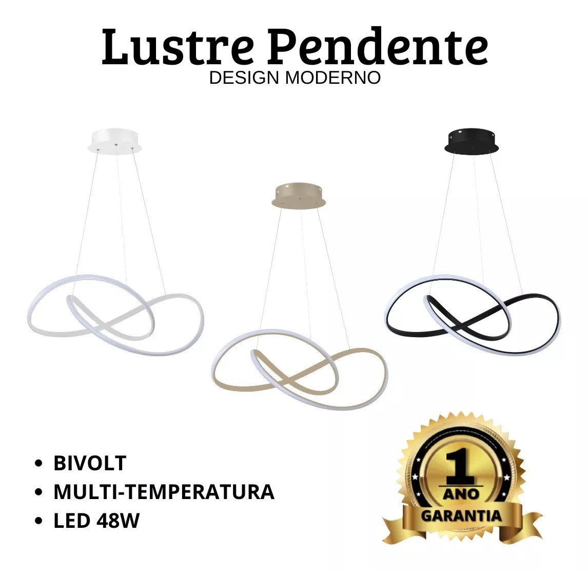 Lustre Pendente Novadedor:branco - 2