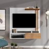 Painel Suspenso Tv 32 Polegadas Prateleira Nicho Porta de Correr Sala Quarto Flow - Branco/nature - 2