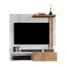 Painel Suspenso Tv 32 Polegadas Prateleira Nicho Porta de Correr Sala Quarto Flow - Branco/nature - 1