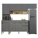 Ver imagem 1 de Armário de Cozinha Completa 150 com Balcão com Tampo 9 Portas Line Freijó Gris