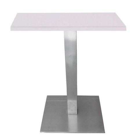 Mesa de Jantar Quadrada 70 cm Tampo Branco em MDP Base Alpha Inox