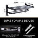 Ver mais imagens de Suporte Embralumi Porta Toalha Banho Duplo Parede 7 Ganchos Banheiro 60cm