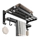 Ver imagem 1 de Suporte Embralumi Porta Toalha Banho Duplo Parede 7 Ganchos Banheiro 60cm