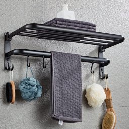 Suporte Embralumi Porta Toalha Banho Duplo Parede 7 Ganchos Banheiro 60cm - 2