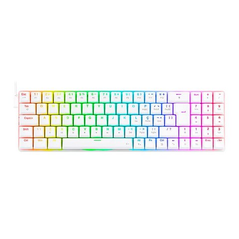 Teclado Mecanico Gamer Ashe Rgb Branco Switch Azul