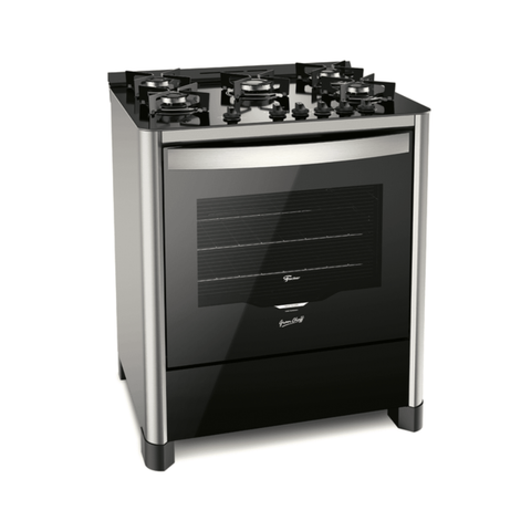 Fogão 5 Bocas Fischer de Piso a Gás Gran Cheff com Mesa de Vidro (26989)