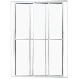 Porta de Correr 3 Folhas de Vidro Móveis com Trinco 2,10 X 1,50 Cor Branco Linha Econ - 1