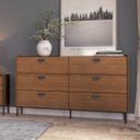 Ver imagem 1 de Cômoda Itália em MDF com 6 Gavetas e Pés Metálicos Itaúba Âmbar/Reali ITA46