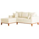 Ver imagem 2 de Sofá 3 Lugares Beny com Chaise Esquerdo Corino Bege