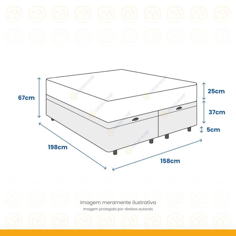 Cama Box Baú Queen + Colchão de Molas Ensacadas Ortobom Airtech Bege 158cm suporta até 150 Kg - 3