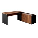 Ver imagem 4 de Mesa Diretor X com Armário Caixa de Tomadas e 3 Gavetas 200cm Tampo Cavado para Escritório Corporate