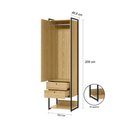 Ver imagem 3 de Closet Industrial Solteiro Armario Com Cabideiro + 2 Gavetas Olivar - Pinus - Cor: Marrom