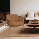 Ver imagem 2 de Poltrona Decorativa Jade Base Aço Ouro Fosco Bouclé Terracota - Nexta Casa