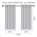 Ver imagem 2 de Cortinas Blackout com Tecido Voil Xadrez Cores 2,00m X 1,40m Veda Luz 100%