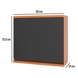 Armário Aéreo Cozinha Macadâmia 2 Portas Freijó/Grafite - Telasul - 3